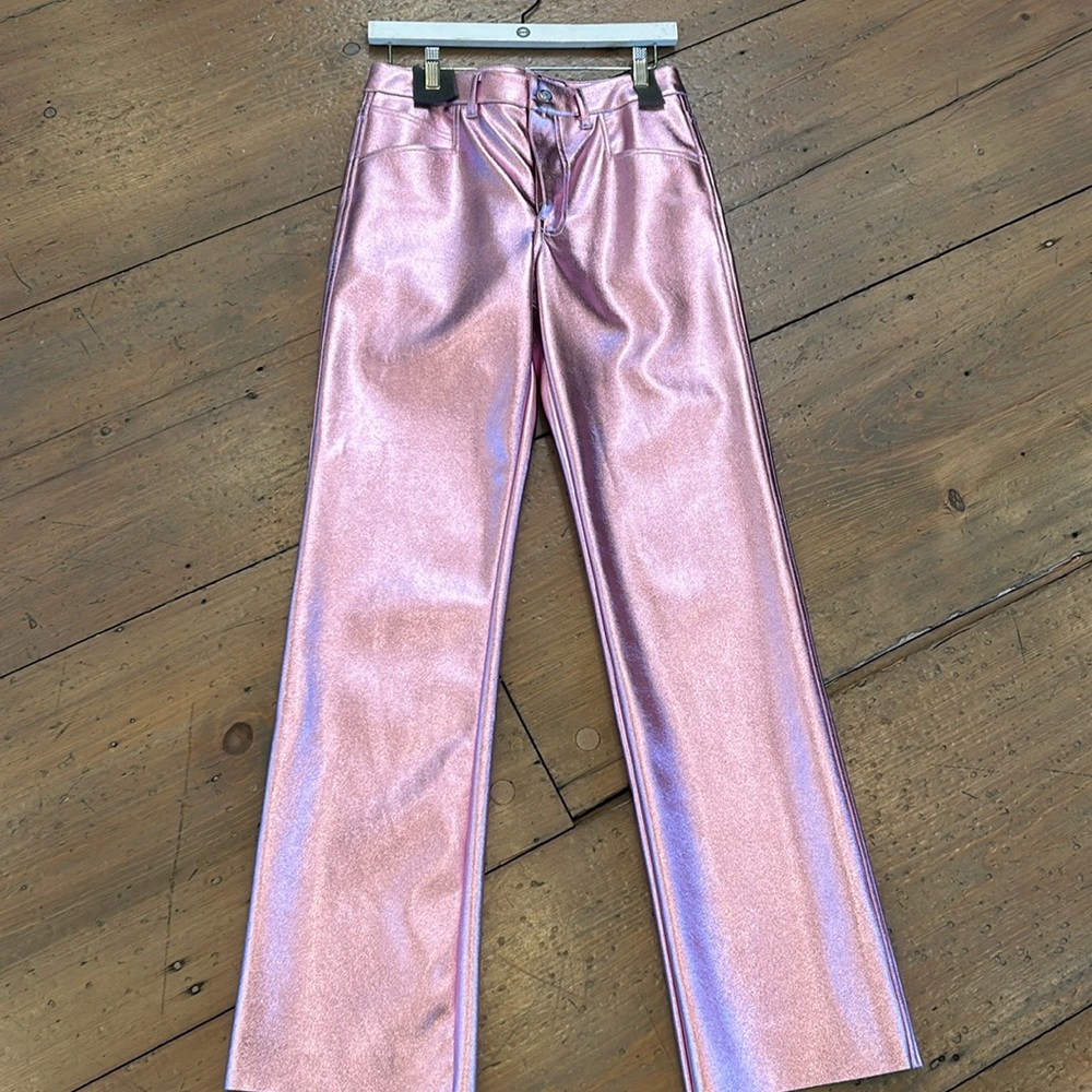 Metallic pink jeans boot leg